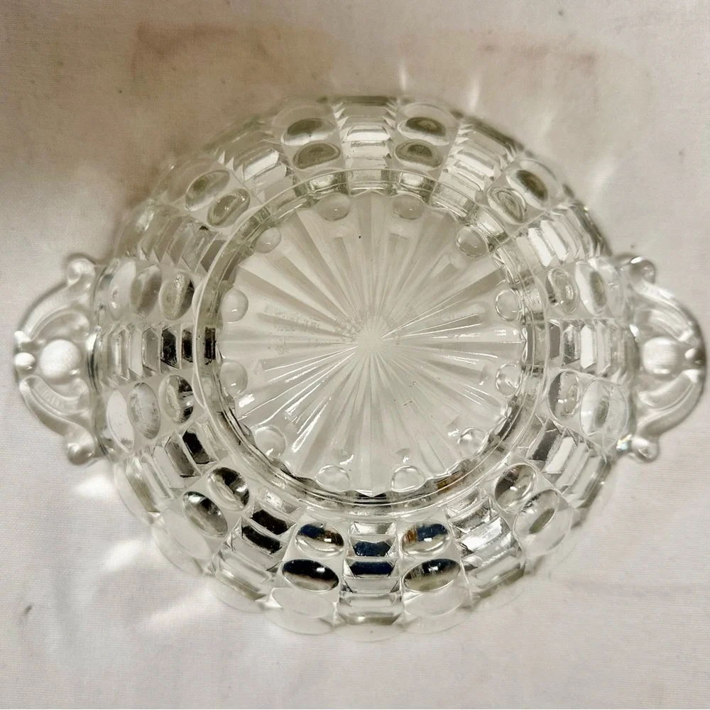Art Deco Clear Pressed Glass Bubble Candy Bowl Nut Dish Depression Glass
